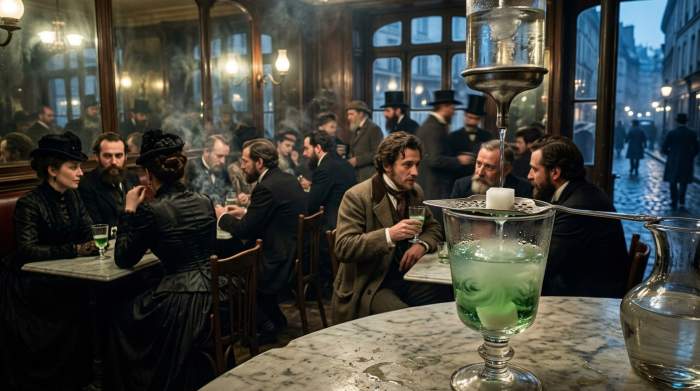 Absintglas met suikerlepel