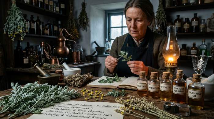 Alsemplant met botanische flesjes