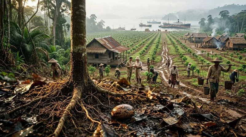 Rubberplantage in tropisch landschap, het nieuwe centrum van de wereldwijde rubberproductie