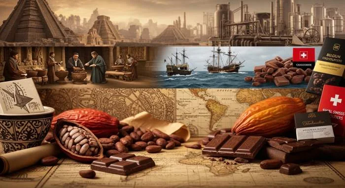 Chocolade verbindt Azteekse rituelen, koloniale handel en moderne fabrieken wereldwijd