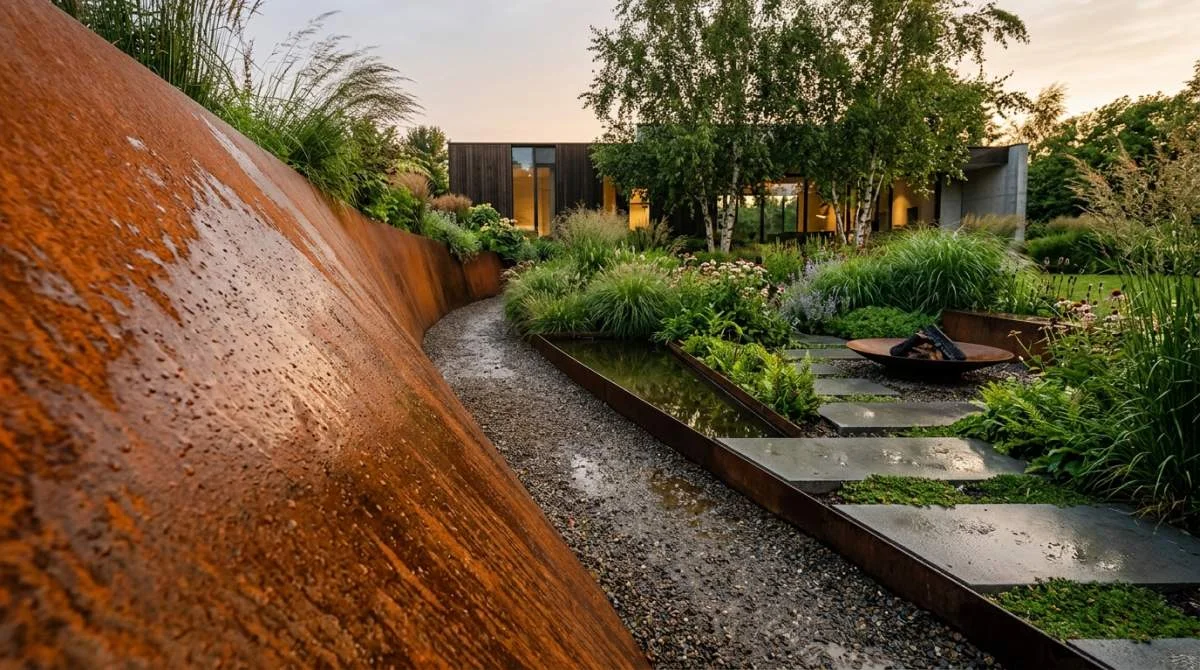 Cortenstaal in moderne tuinarchitectuur