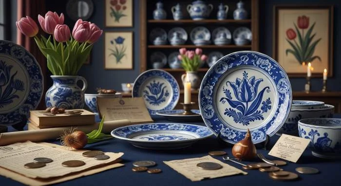 Tulp als statussymbool op Delfts blauw bord na de tulpencrash