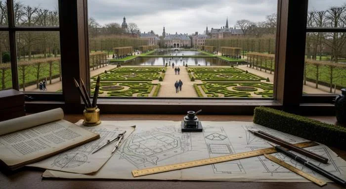 Descartes bestudeert tuinontwerpen