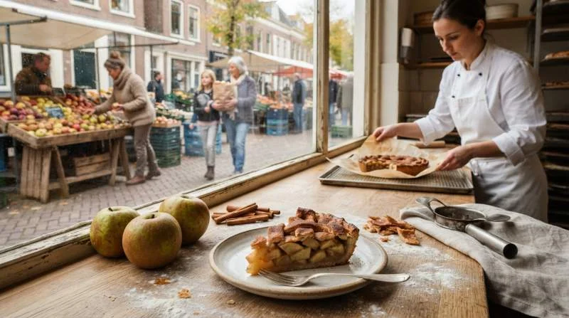 Goudreinet in traditionele Nederlandse appeltaart