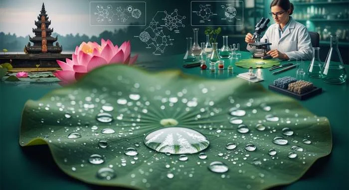 Lotusblad stoot water en vuil af dankzij zelfreinigende nanostructuren