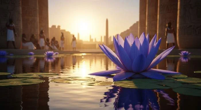 Lotusbloem opent bij zonsopgang als symbool van Ra en schepping