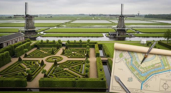 Geometrische tuin met polders