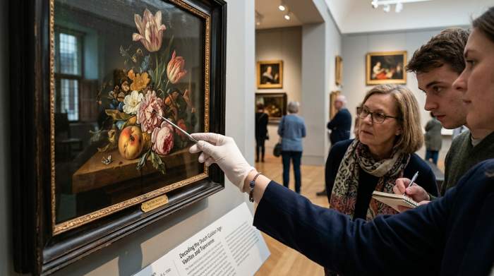 Museumbezoekers bekijken verborgen details