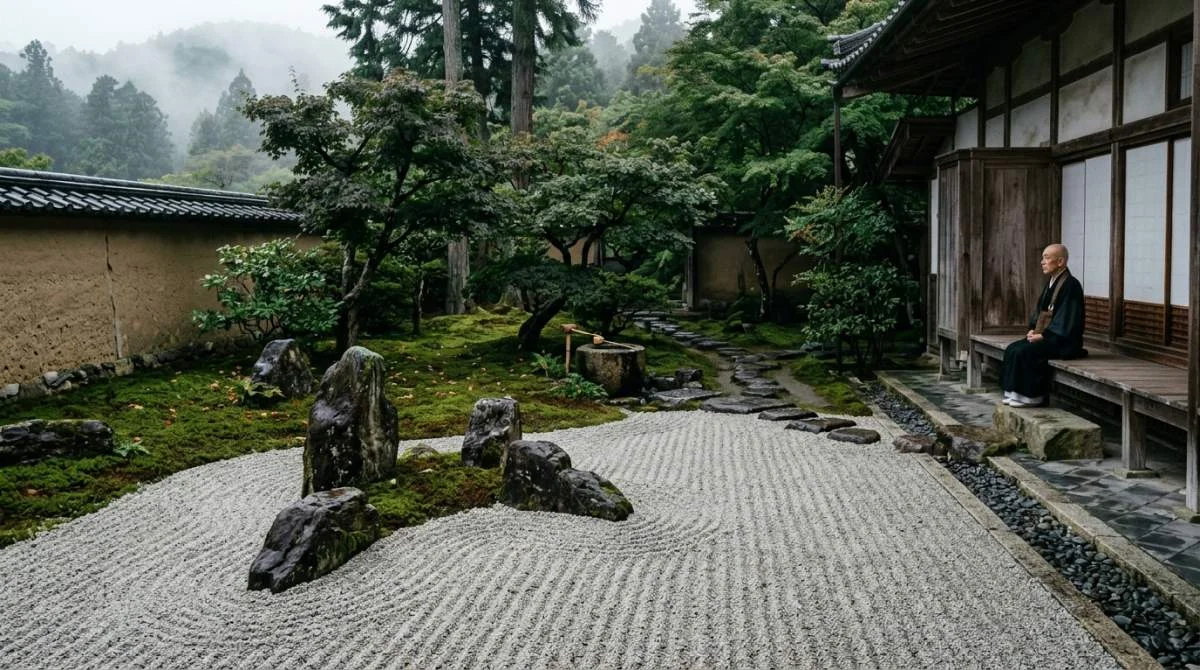 Zentuin in Kyoto met mos
