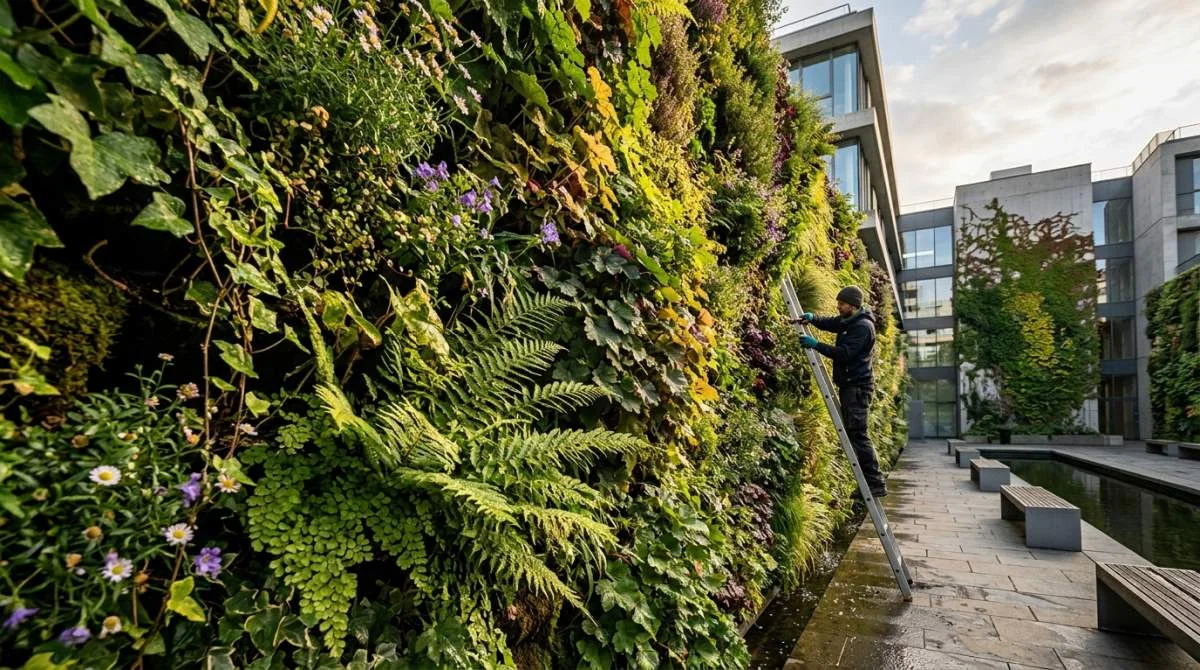 Verticale tuin met levende planten